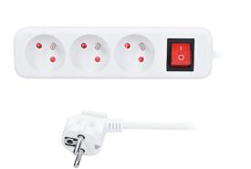3z prodlužovací přívod, 10m, 3 x 1mm2, bílý, vypínač /PP16/