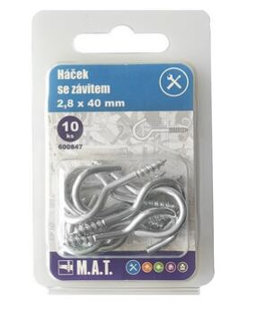 Háček se závitem 20x2,3mm Zn (10ks) /600841/