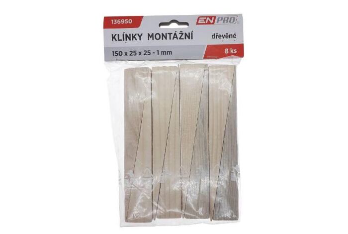Klínky montážní dřevěné, 150 x 25 x 25 - 1 mm, 8 ks, ENPRO