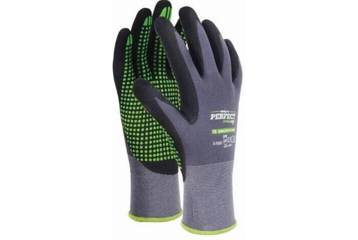 Rukavice nylonové NITRILE FLEX DOTS, STALCO PERFECT, vel. 9