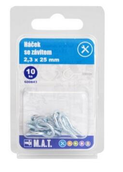 Háček se závitem 25x2,3mm Zn (10ks) /600843/