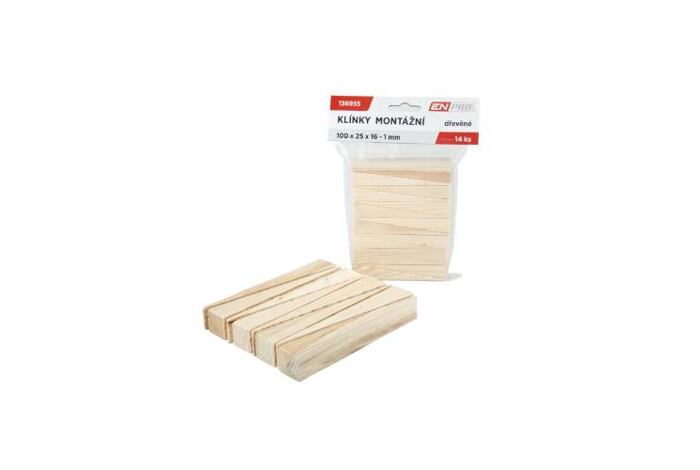 Klínky montážní dřevěné, 100 x 25 x 16 - 1 mm, 14 ks, ENPRO