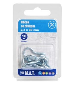 Háček se závitem 30x2,3mm Zn (10ks) /600845/