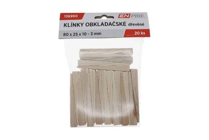Klínky montážní dřevěné, 80 x 25 x 10 - 3 mm, 20 ks, ENPRO