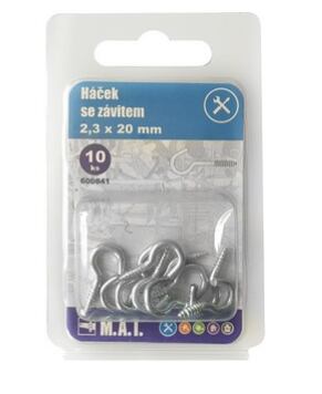 Háček se závitem 40x2,8mm Zn (10ks) /600847/