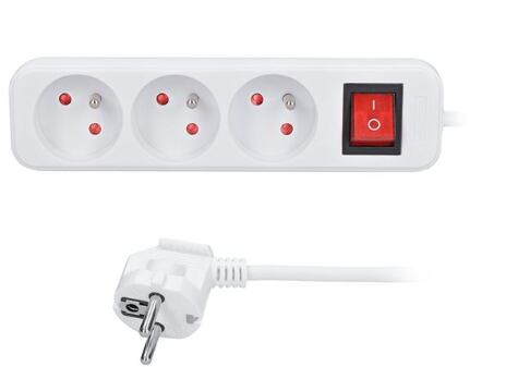 3z prodlužovací přívod, 10m, 3 x 1mm2, bílý, vypínač /PP16/