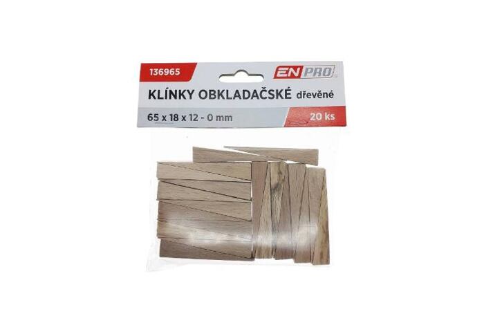 Klínky montážní dřevěné, 65 x 18 x 12 - 0 mm, 20 ks, ENPRO
